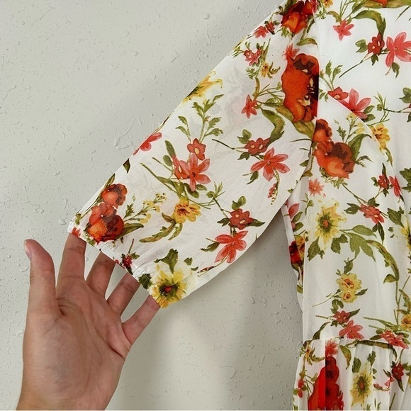 🦋 Short Sleeve Prairie Style Floral Maxi Dress Medium  Cottagecore Spring Casual - Picture 5 of 11